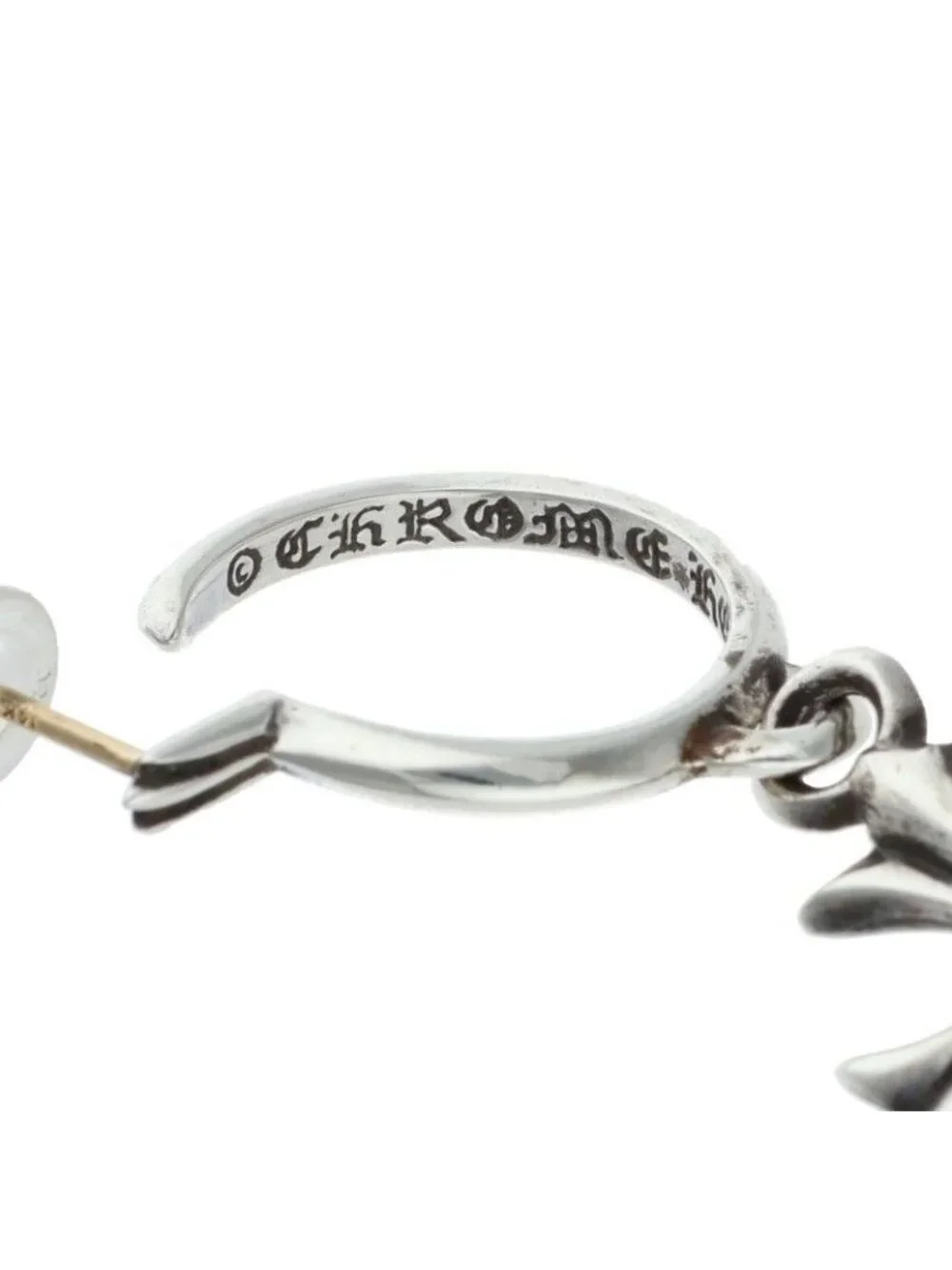Chrome Hearts Tiny CH Cross Hoop Silver Earrings